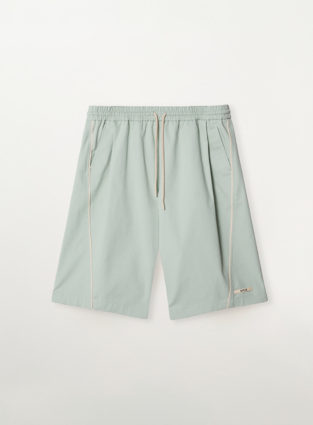 Satur Side Tuck Curved Bermuda Pants - Mint