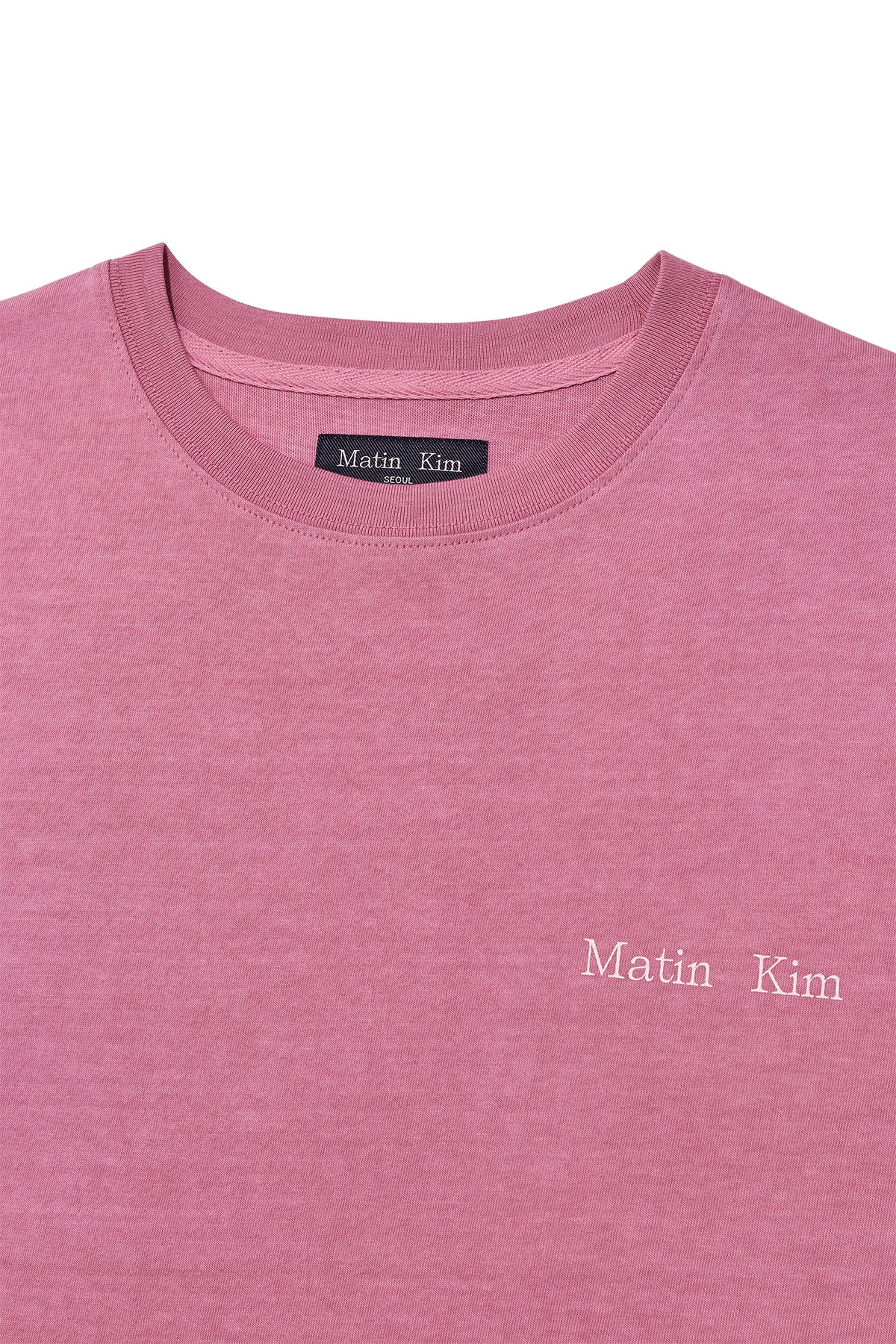 [matinkim] VINTAGE WASHED LOGO TOP FOR MEN IN PINK