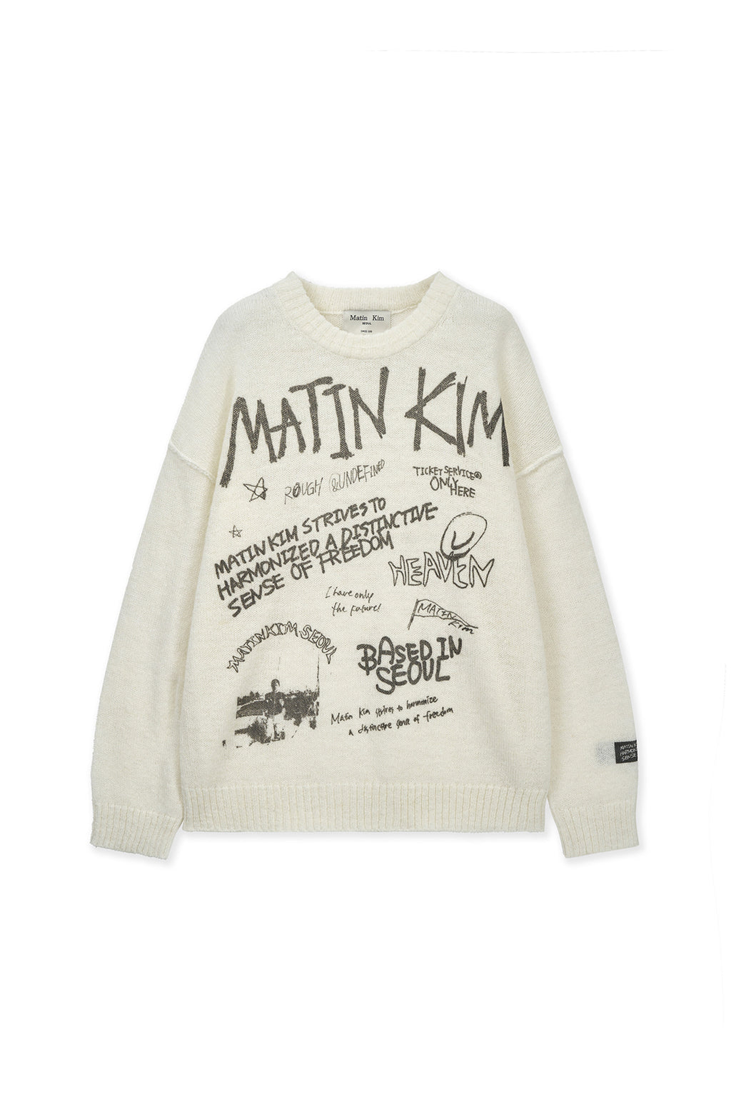 [matinkim] GRAFFITI ARTWORK KNIT PULLOVER IN IVORY