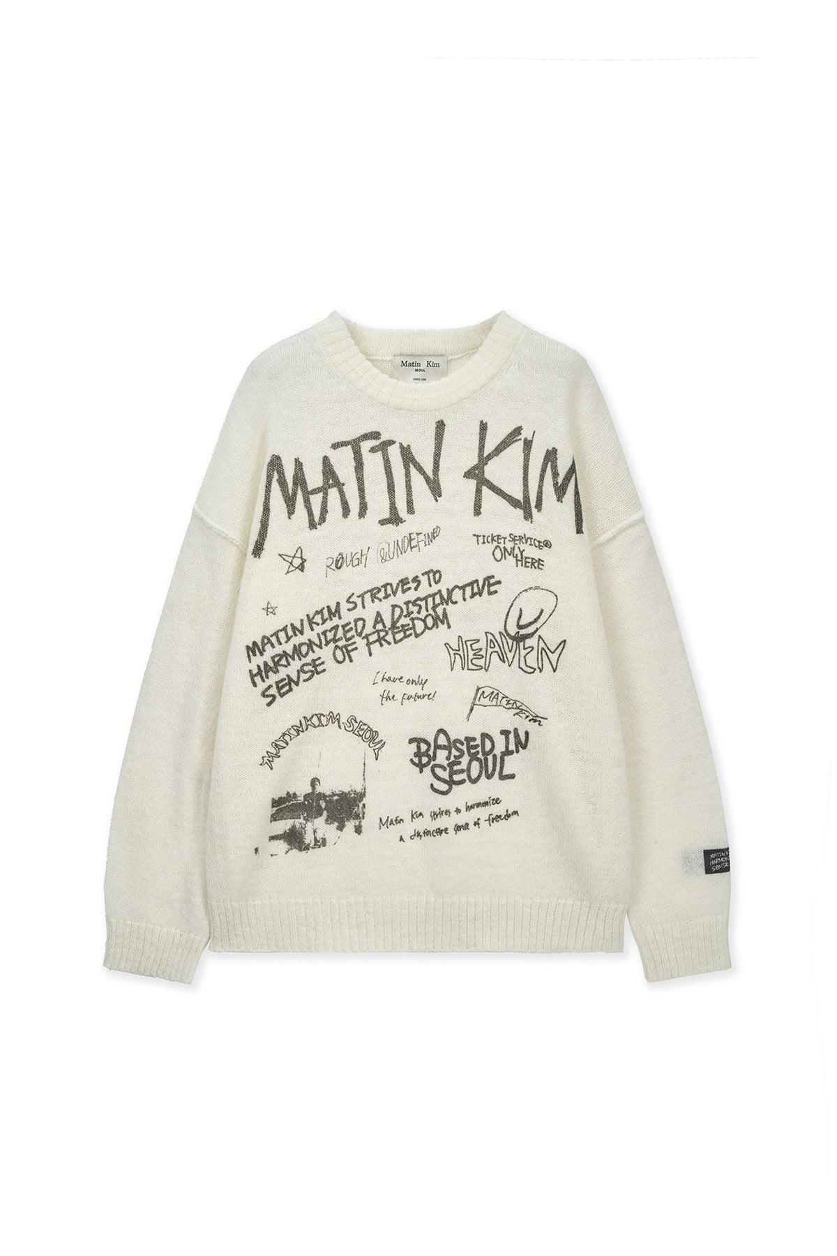 [matinkim] GRAFFITI ARTWORK KNIT PULLOVER IN IVORY