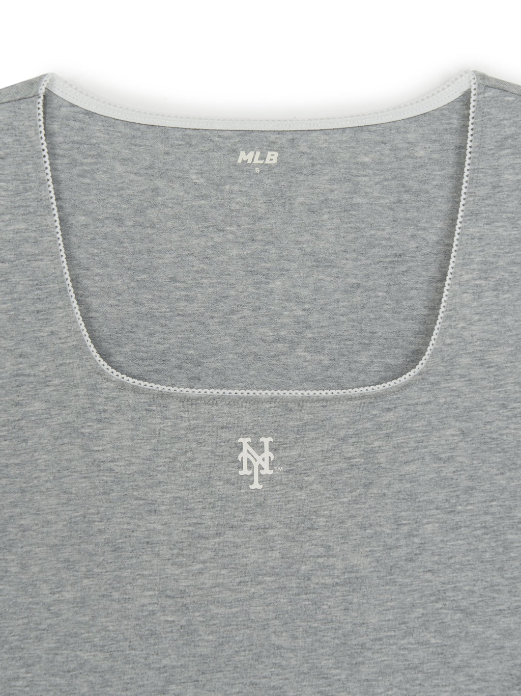 MLB Korea Women's Basic Lace Square Neck Slim Semi Crop T-shirts