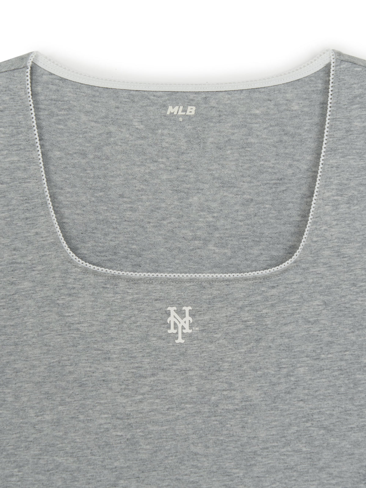 Mlb Women's Basic Lace Square Neck Slim Semi Crop T-shirts