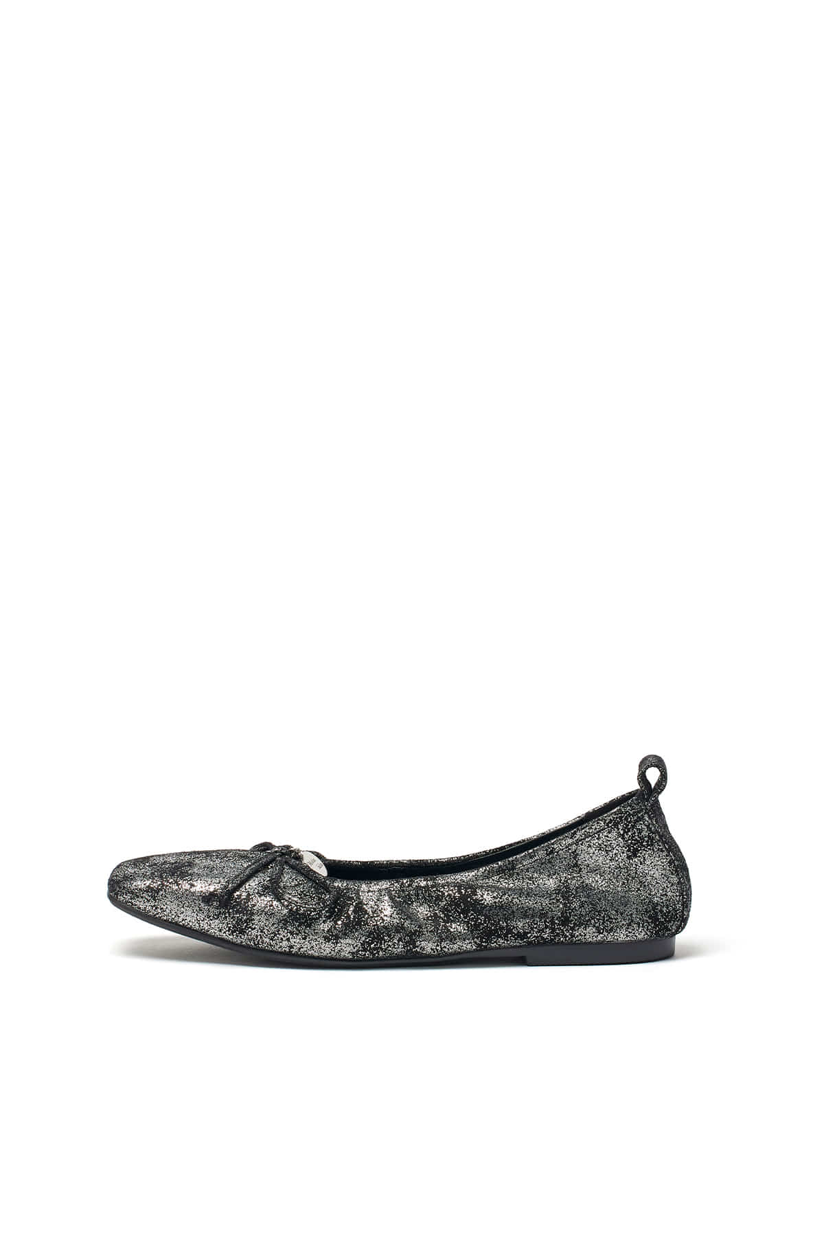 Matinkim Ribbon Ballet Flat Shoes IN Dark Silver