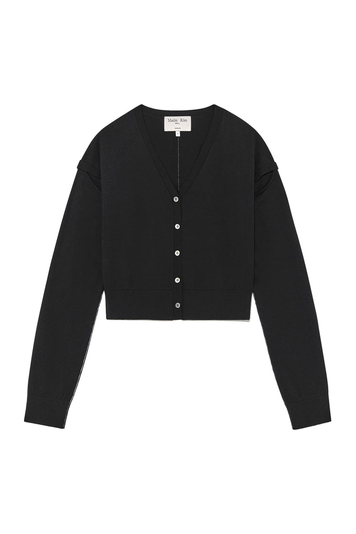 Matinkim Slit Detail Button Cardigan In Black
