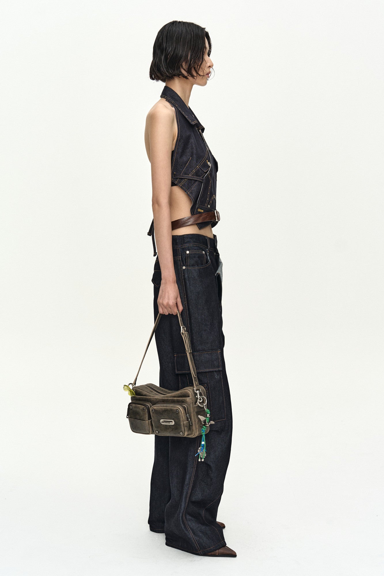 Andersson Bell Upside-Down Indigo Denim Halter Top