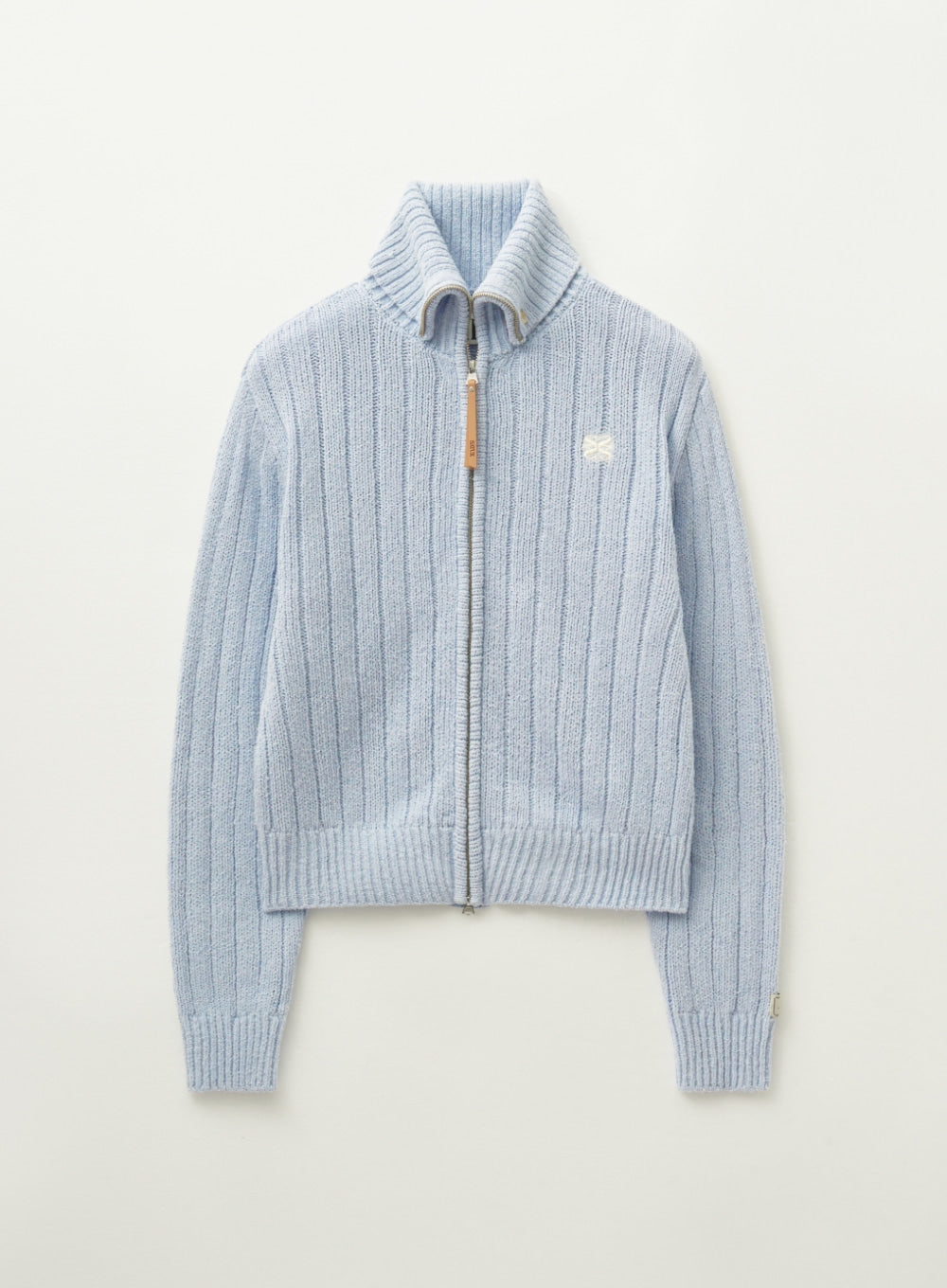 [satur] (W) Faro Boucle Knit Zip-up - Sky Blue