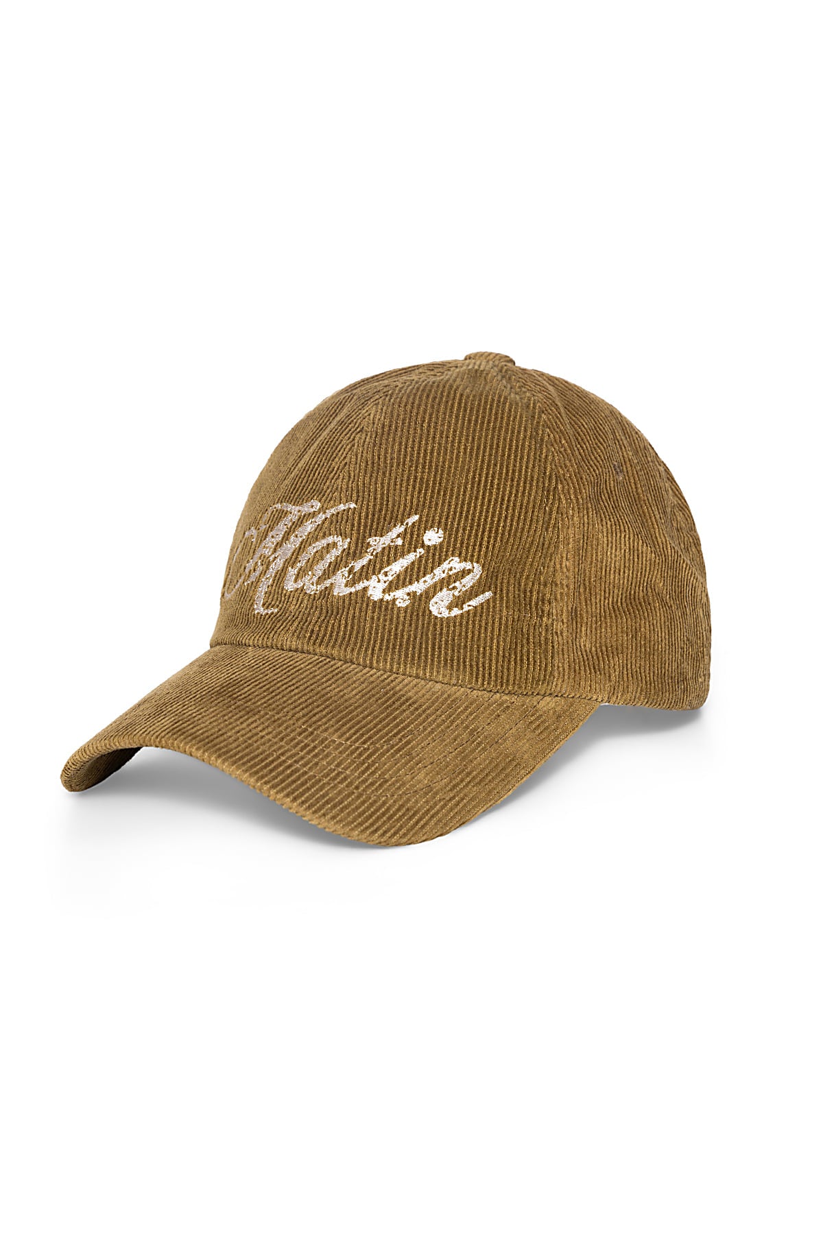 Matinkim Matin Cracked Script Corduroy Ball Cap IN Khaki