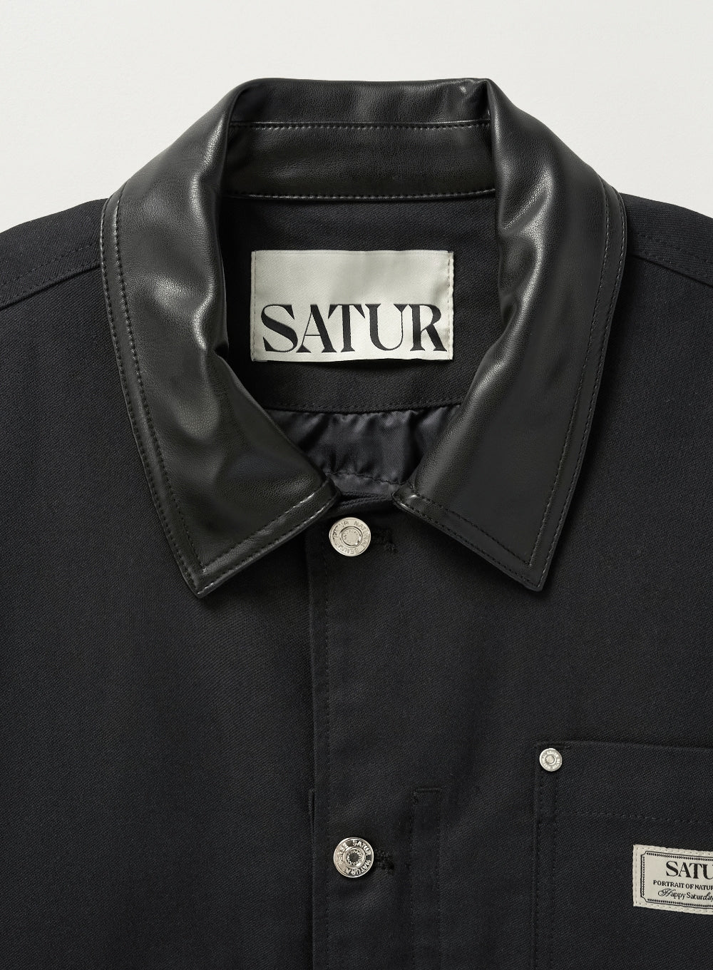 [satur] (W) Crop Cotton Work Jacket - Black