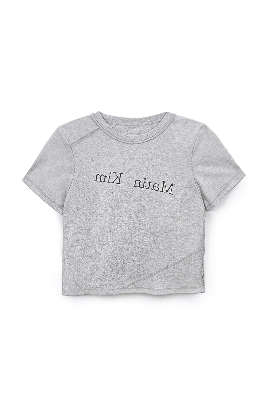 [matinkim] DIAGONAL LOGO REVERSIBLE CROP TOP IN GREY