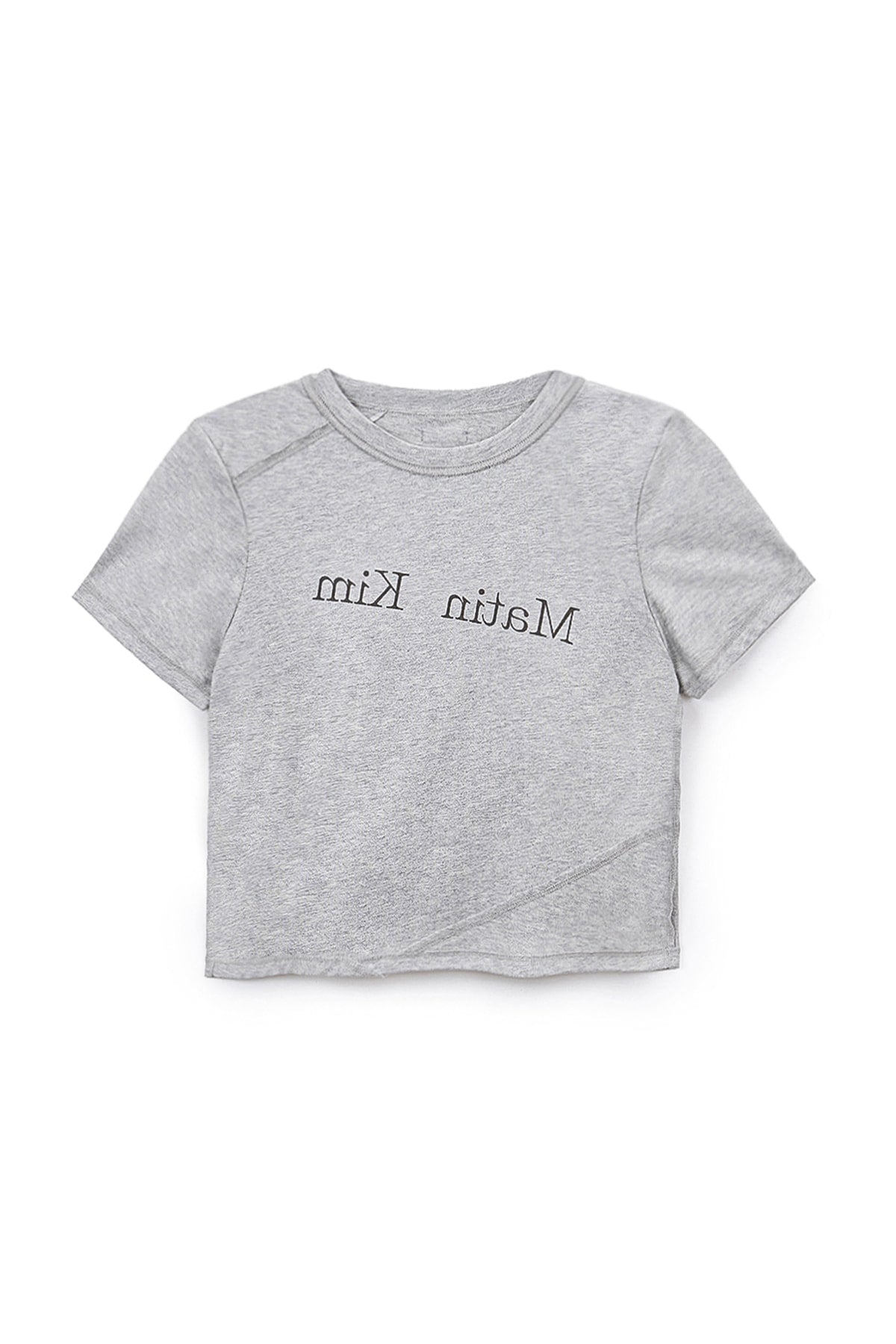 [matinkim] DIAGONAL LOGO REVERSIBLE CROP TOP IN GREY