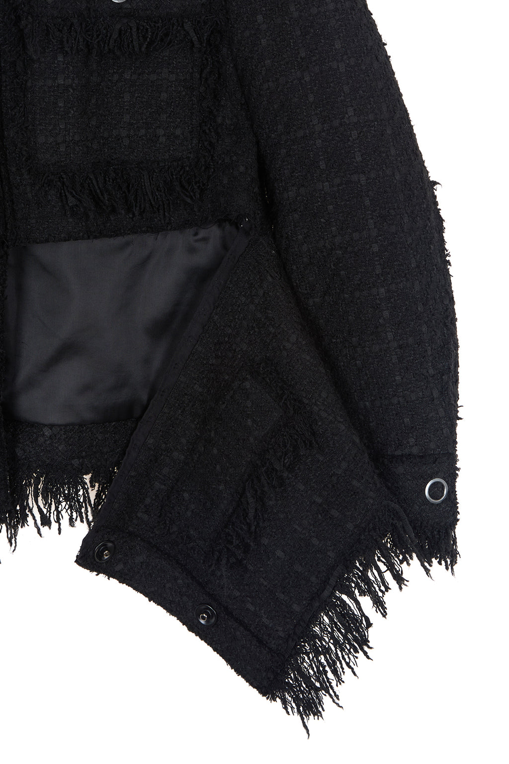 [matinkim] TWO WAY COLLARLESS TWEED JACKET IN BLACK