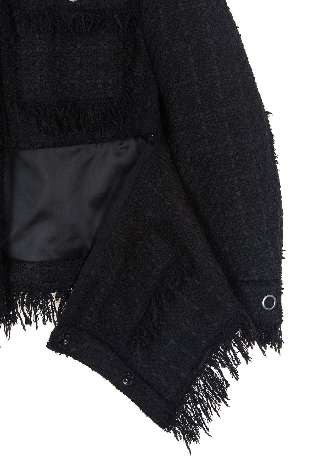 [matinkim] TWO WAY COLLARLESS TWEED JACKET IN BLACK