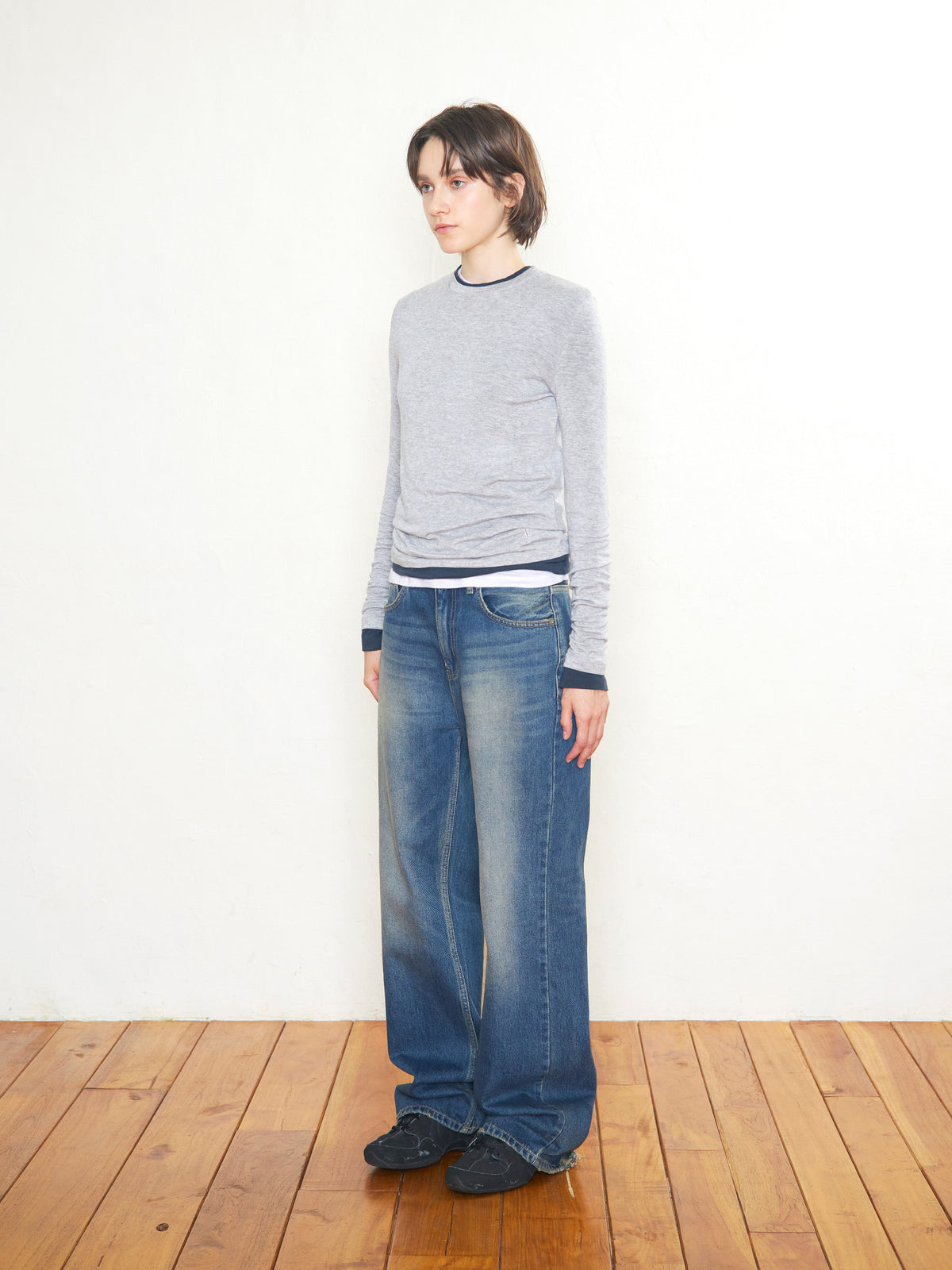 Low Classic Lc Wool Jersey T-Shirt Melange Grey