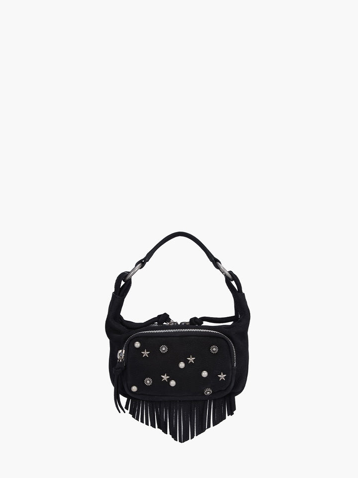 Margesherwood City Hobo Micro black studded nubuck