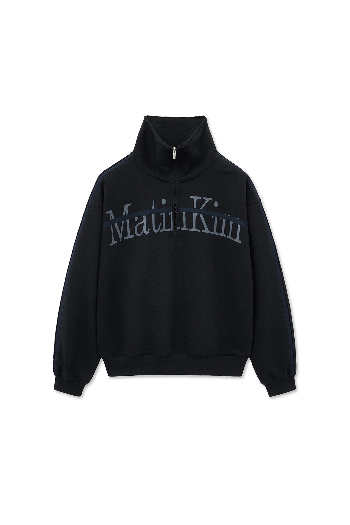 Matinkim Cut Out Half Zip Sweatshirt For Men IN Black