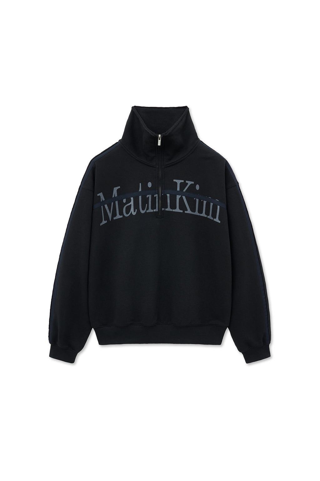 Matinkim Cut Out Half Zip Sweatshirt For Men IN Black
