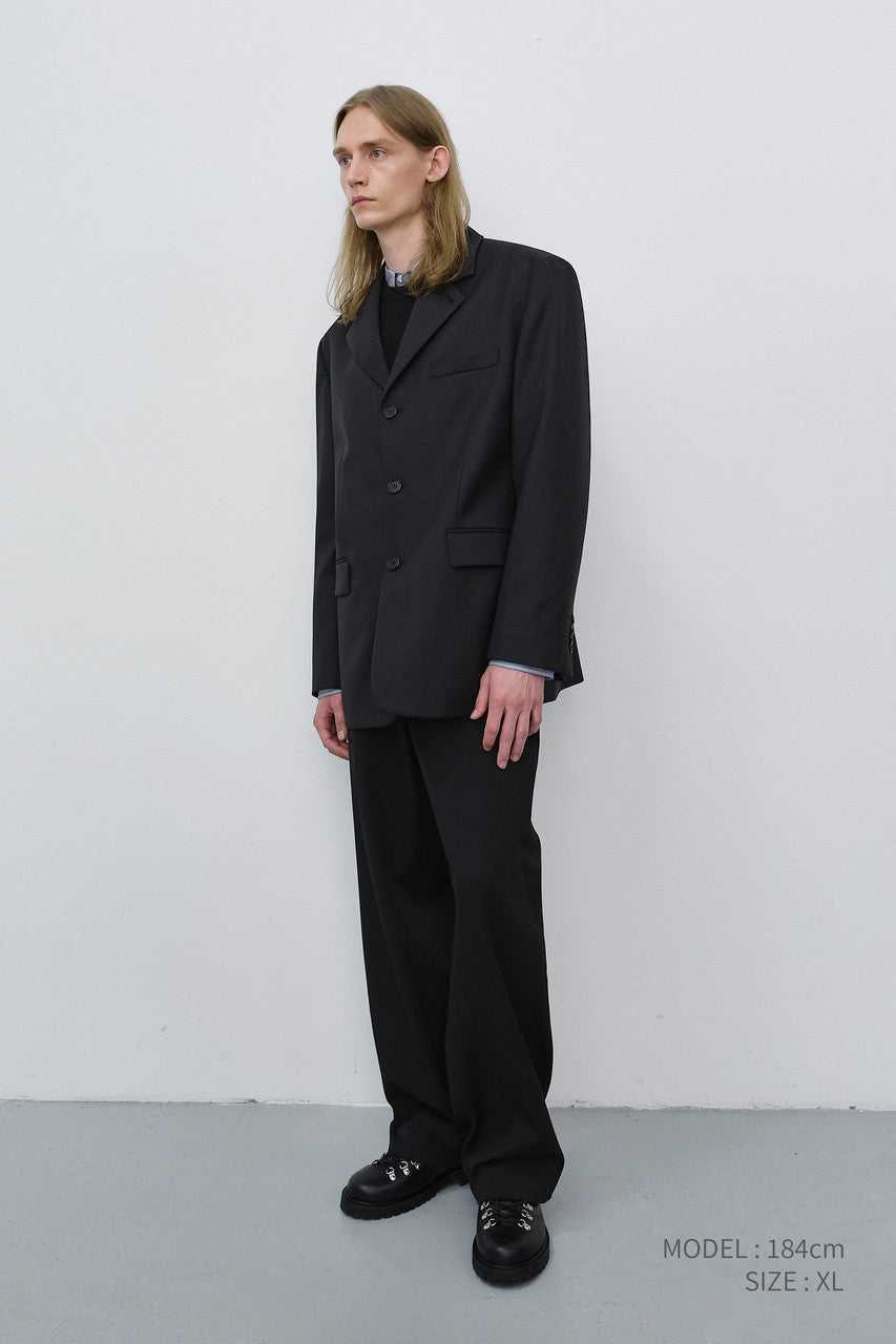 Dunst Unisex Classic 3 Button Wool Blazer Black