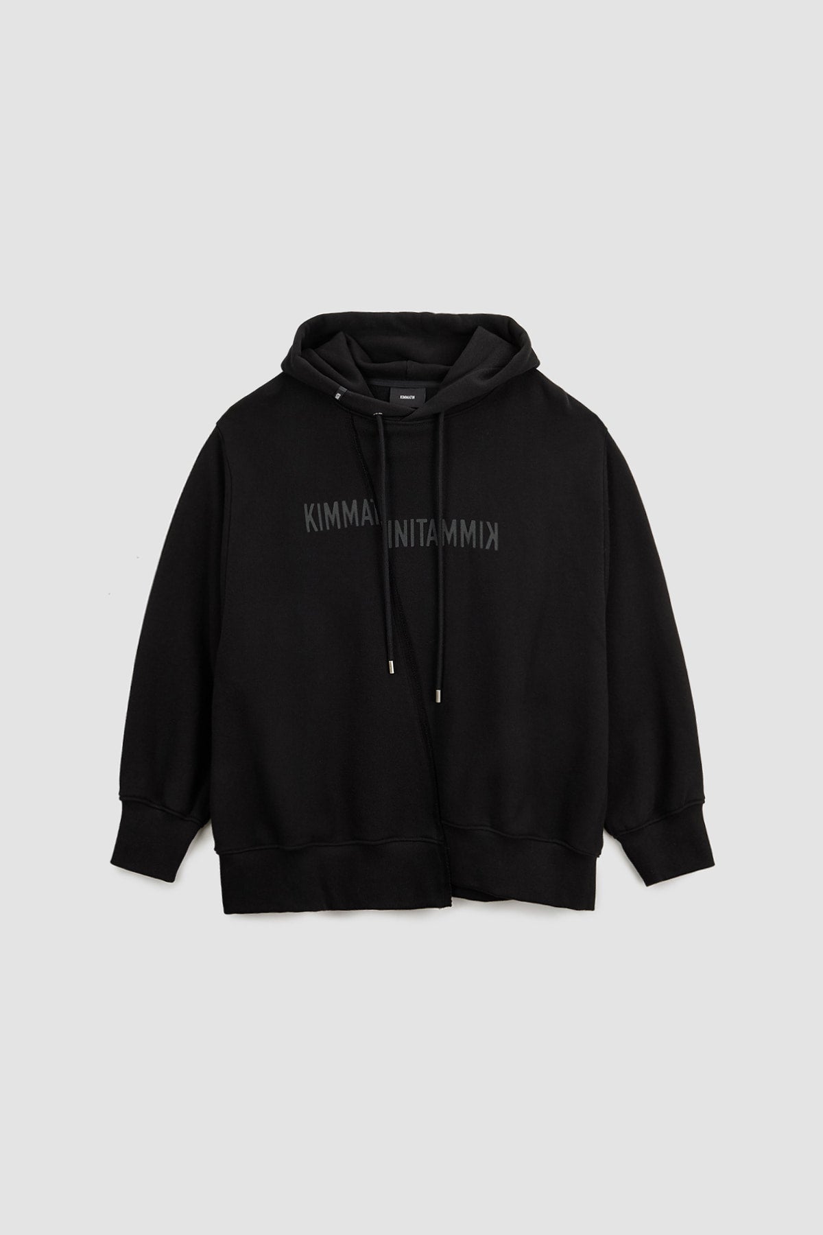 Matinkim Blurred Logo Raw Cut Oversize Hoody IN Black