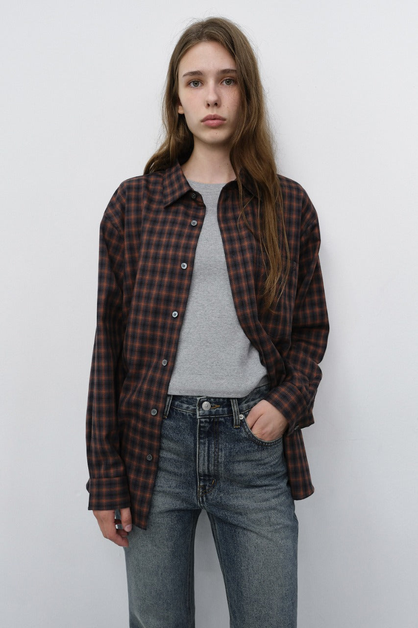Dunst Unisex Checked Flannel Shirt Brick