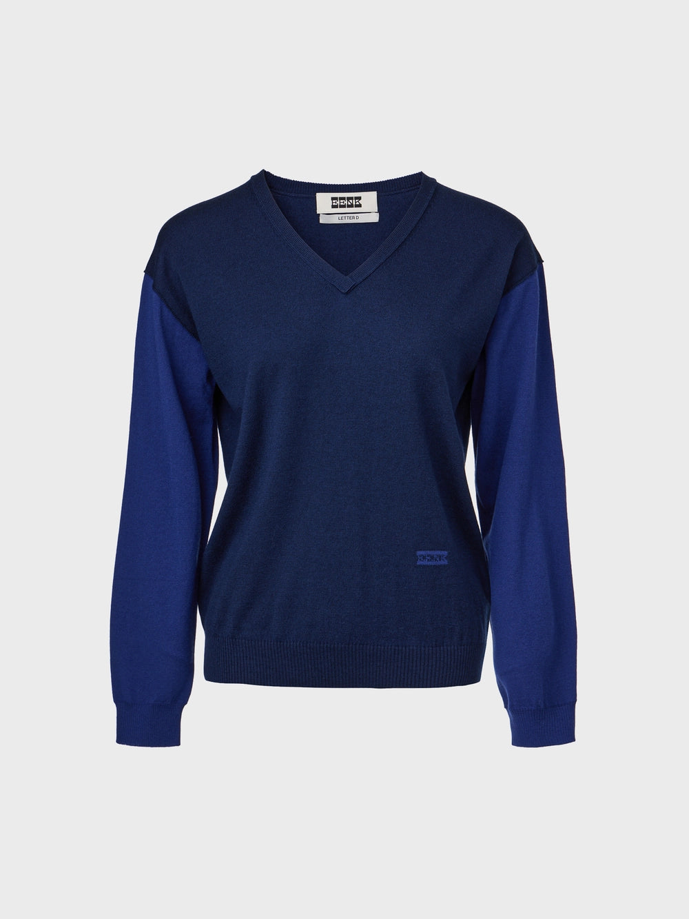 EENK V-Neck Contrast Knitwear Top - Navy