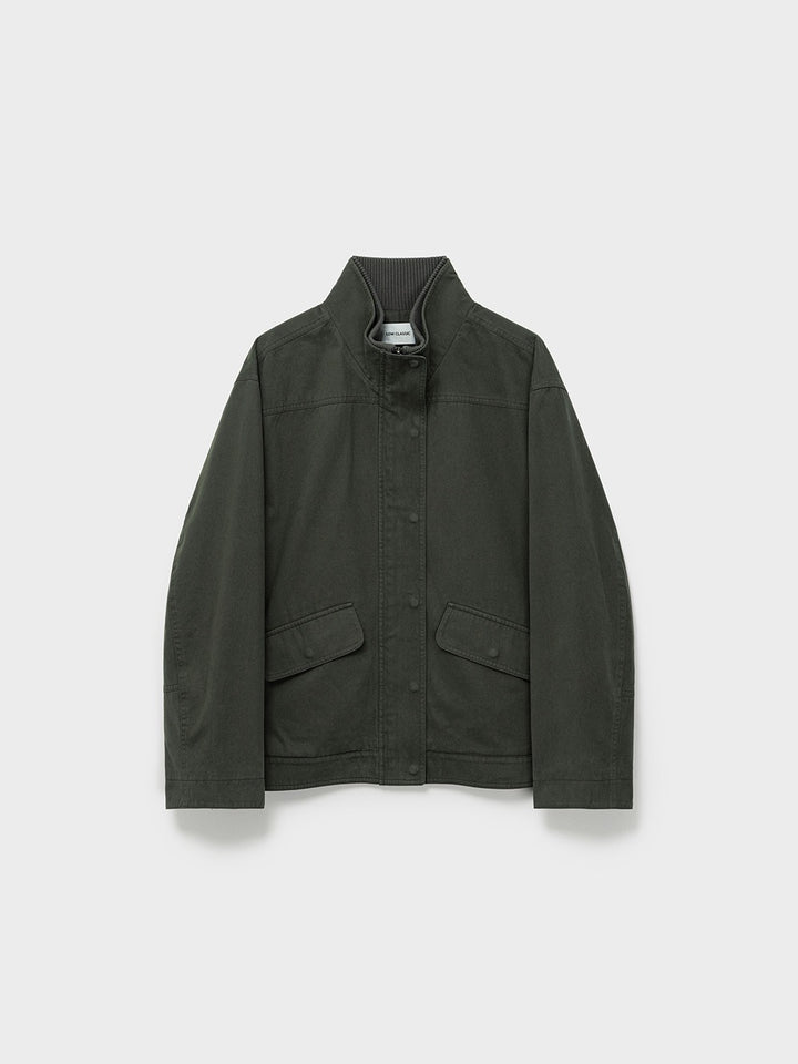 Low Classic Washed Cotton Rib-Collar Jacket Khaki