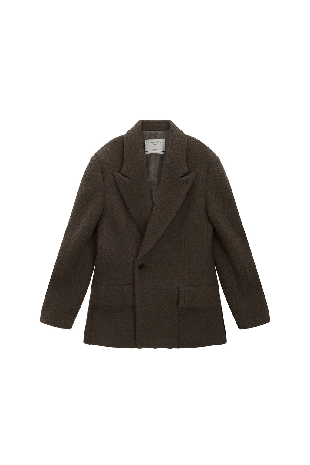 Matinkim Two Button Pocket Wool Jacket IN Khaki Brown