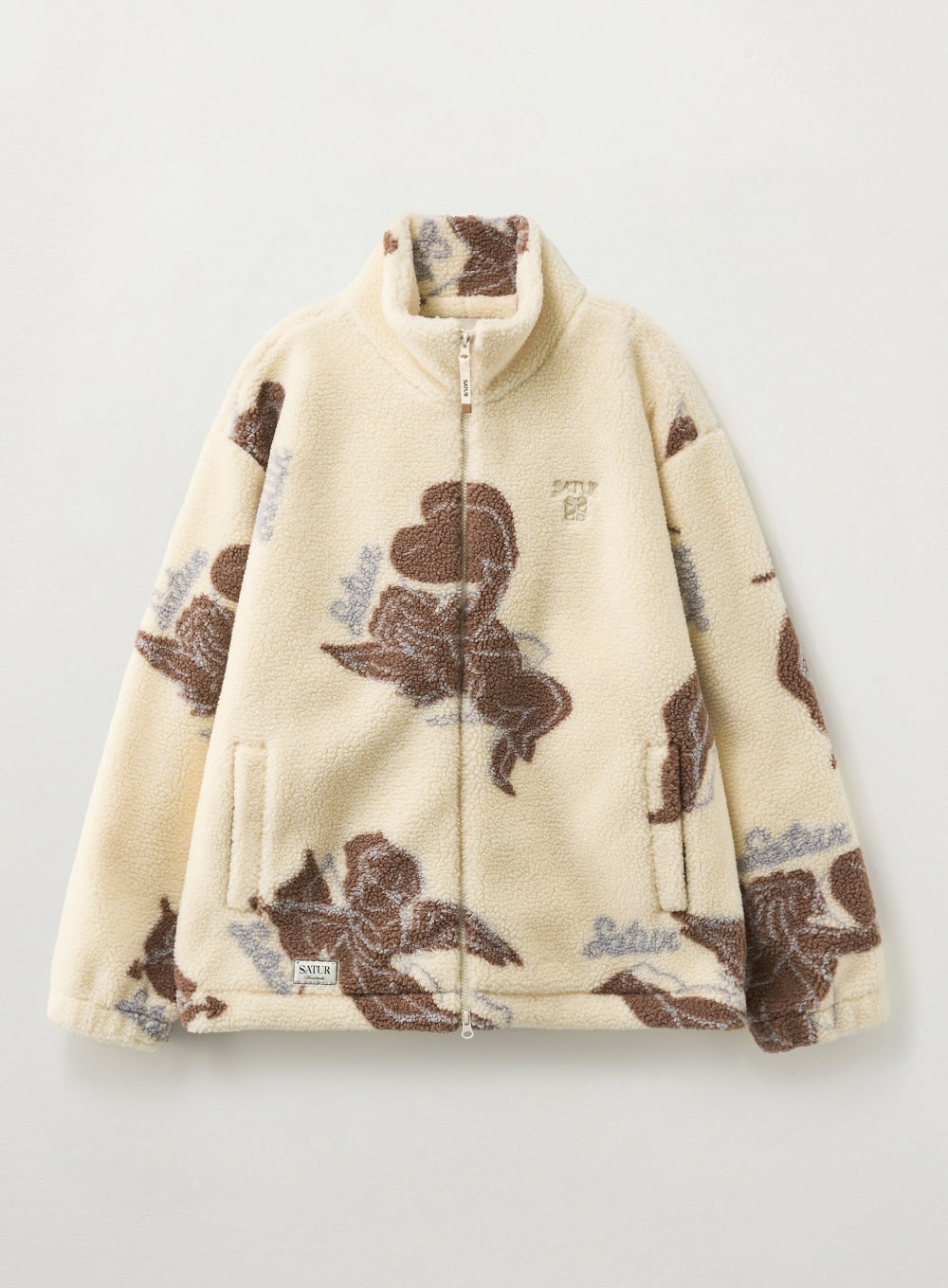Satur Angel Fleece Zip-up - Cream Brown