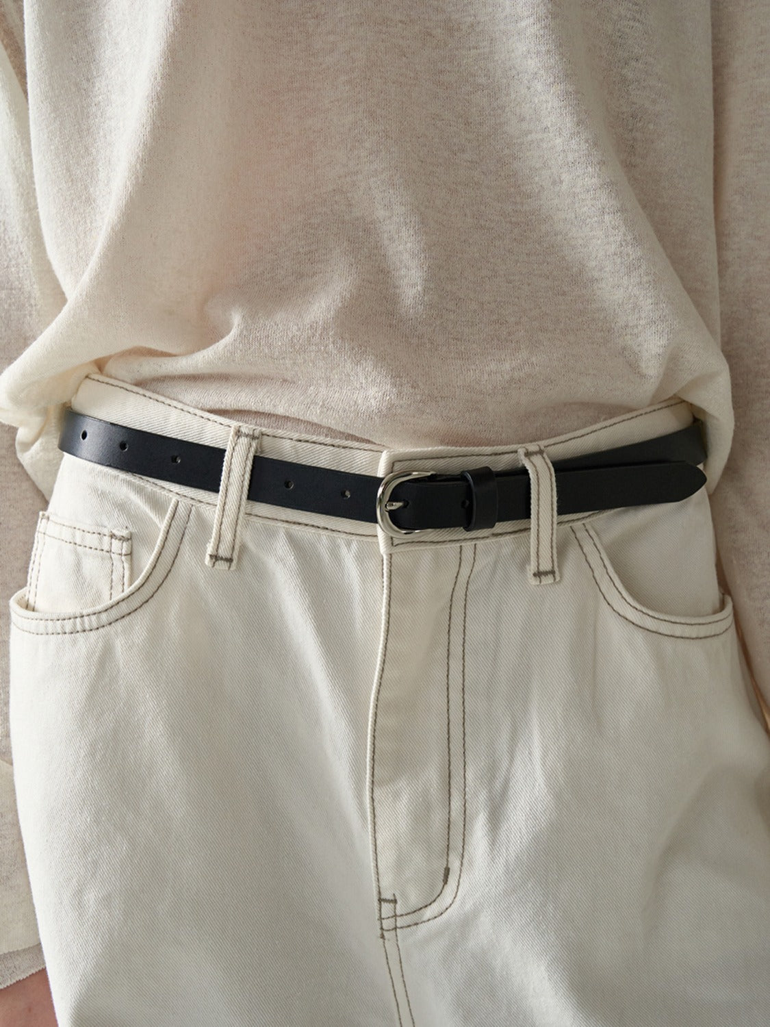 Facade Pattern Buttero Slim Leather Belt