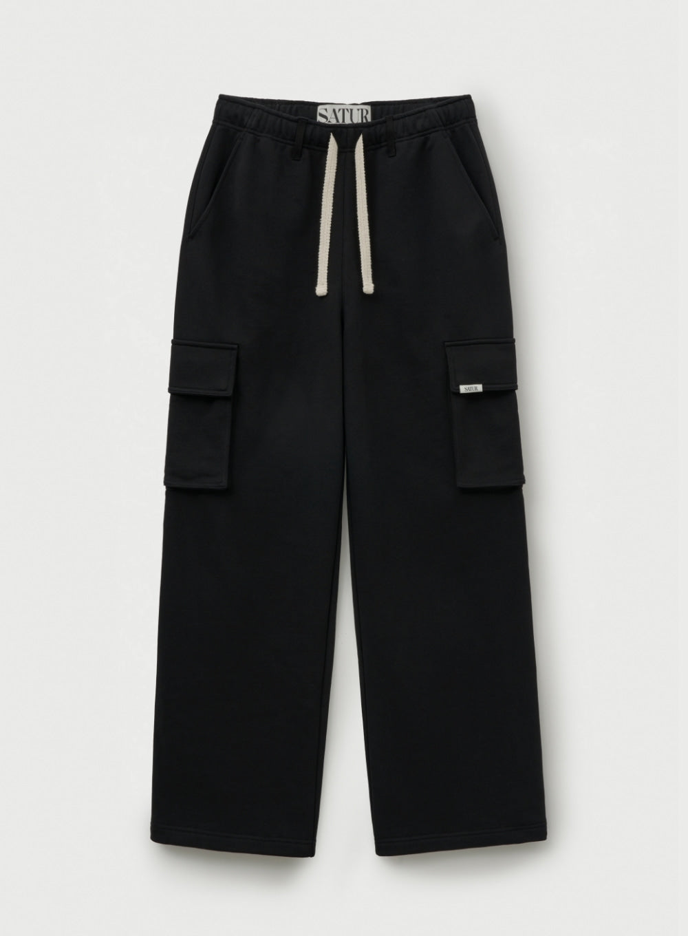 [satur] Cargo Wide Sweatpants - Black