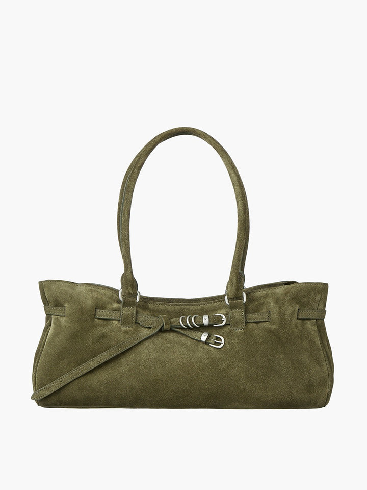 Margesherwood Soft Grandma Shoulder Bag dark olive suede