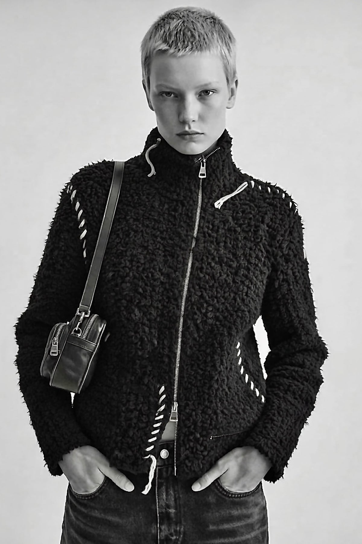 Andersson Bell Hand Stitched Hairy Zip-Up Cardigan