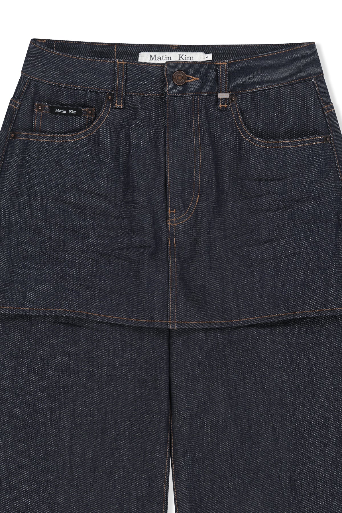 Matinkim Skirt Overlay Denim Pants IN Dark Navy