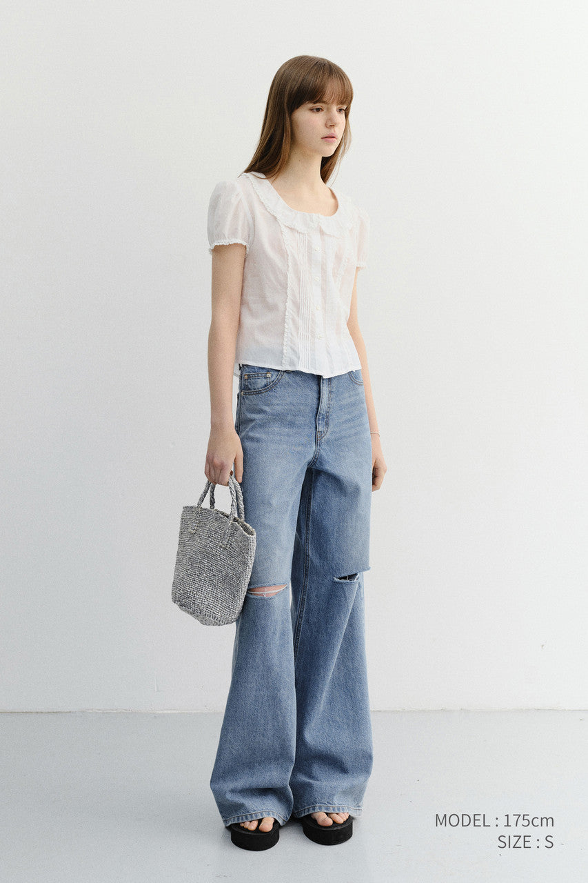 Dunst Frill Collared Blouse White