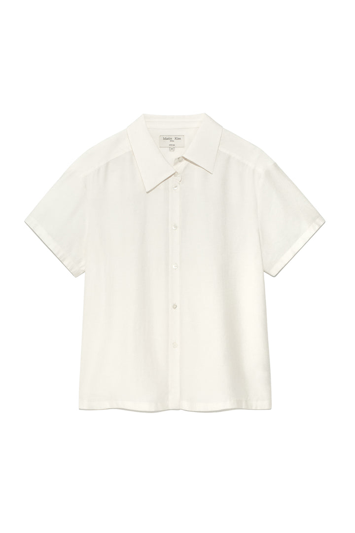 Matinkim Unbalance Collar Half Shirt IN Ivory