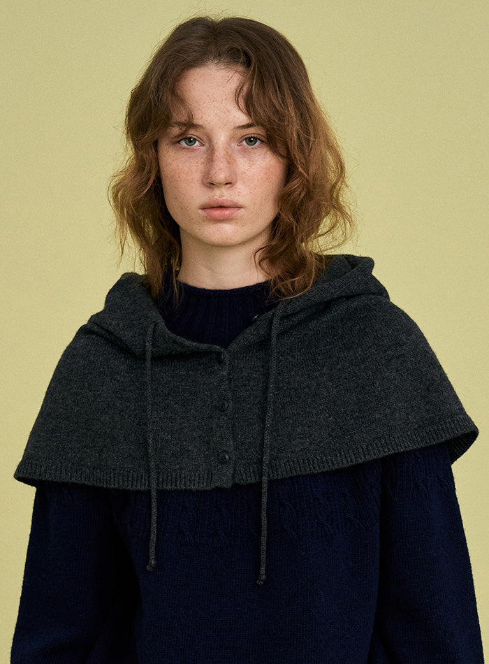 Mango Maniplease Muze Hooded Cape Charcoal