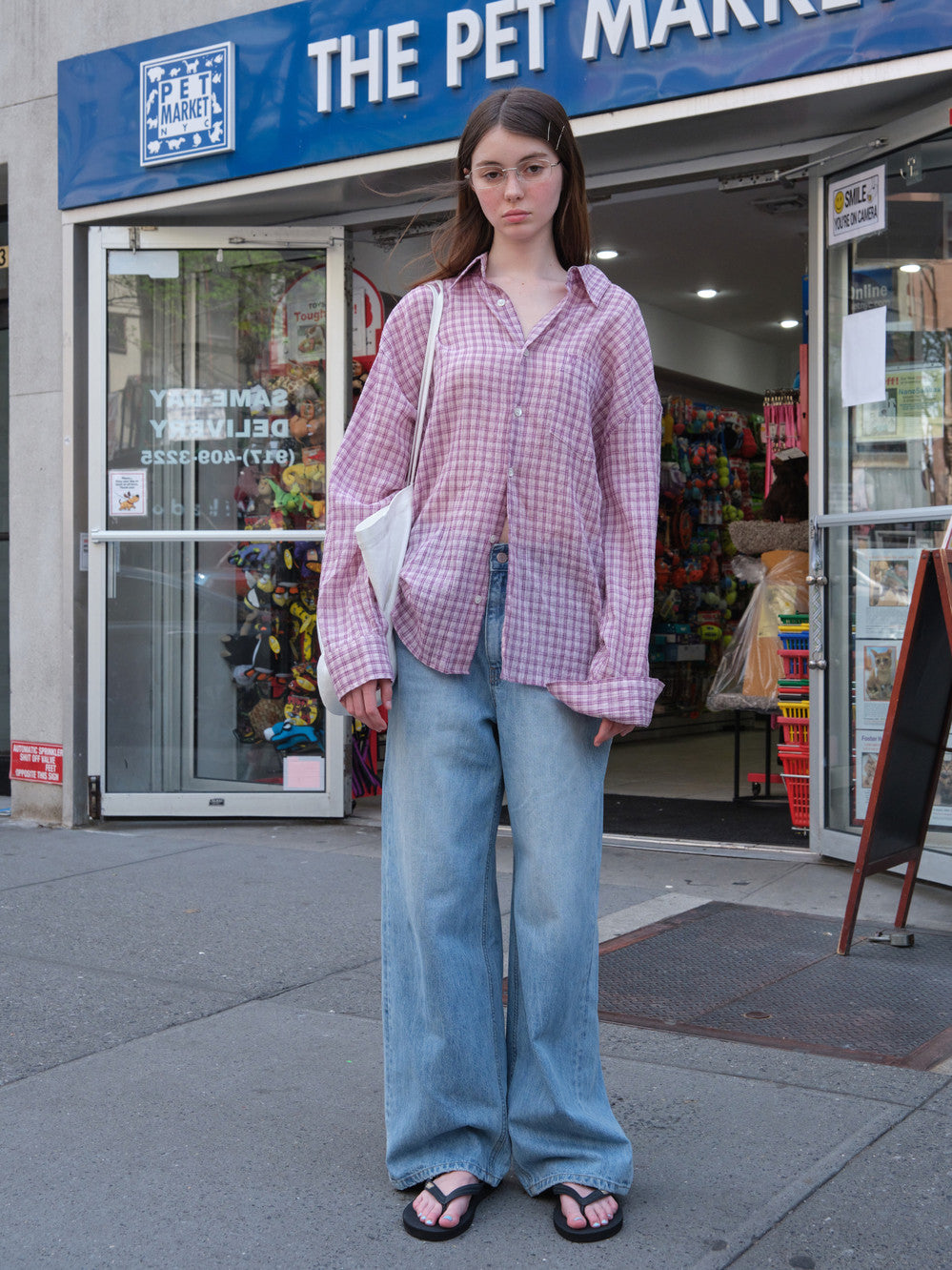 Low Classic Oversized Lc Sheer Checked Shirt Pink
