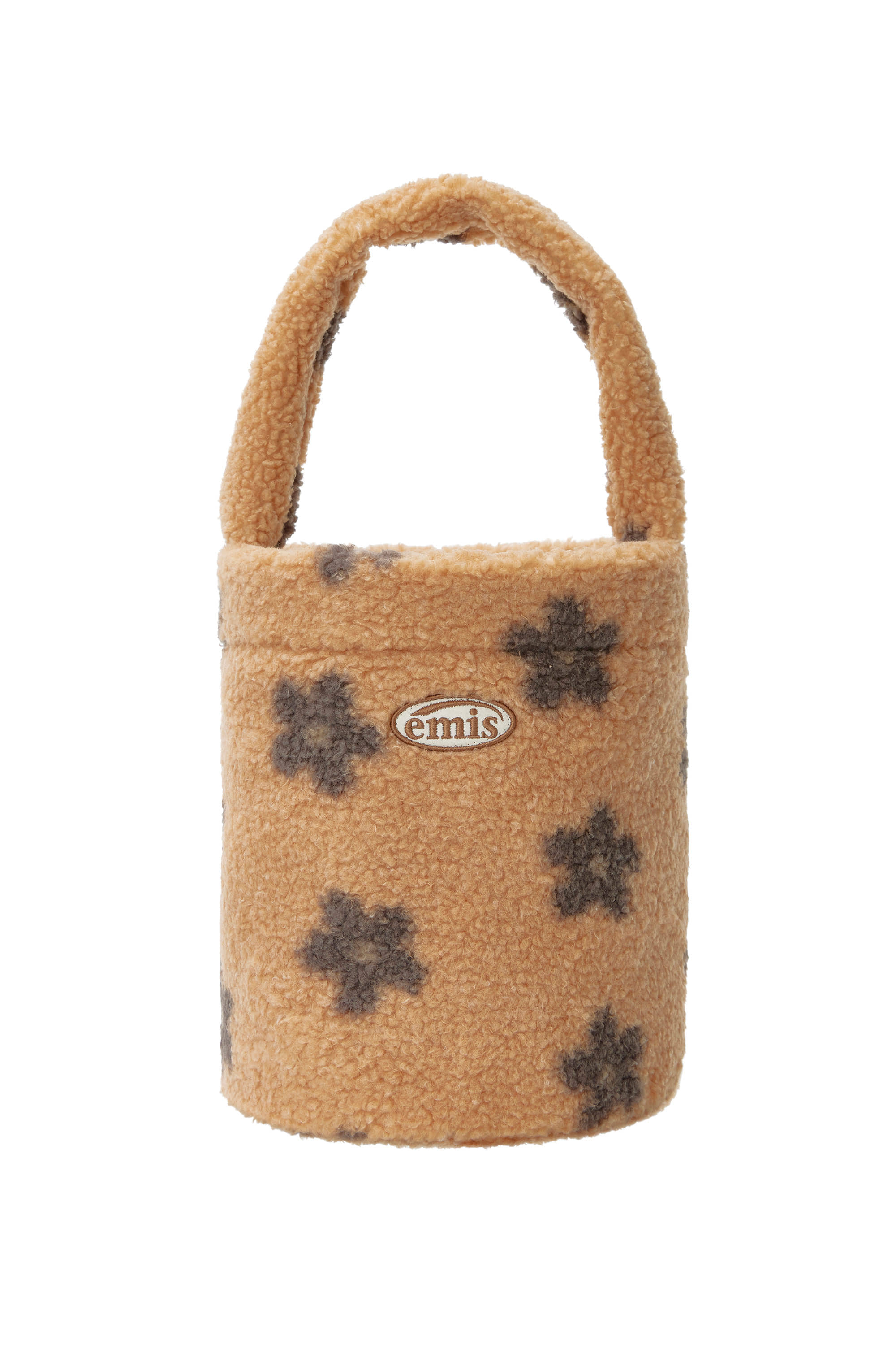 FLOWER BOUCLE TOTE BAG-BEIGE