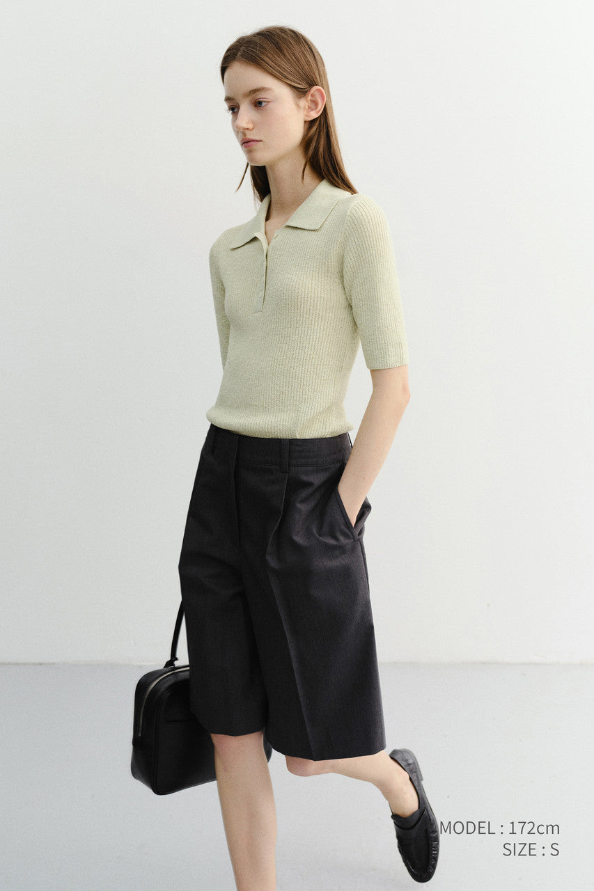 Dunst Buttoned Slim Polo Knit Mint