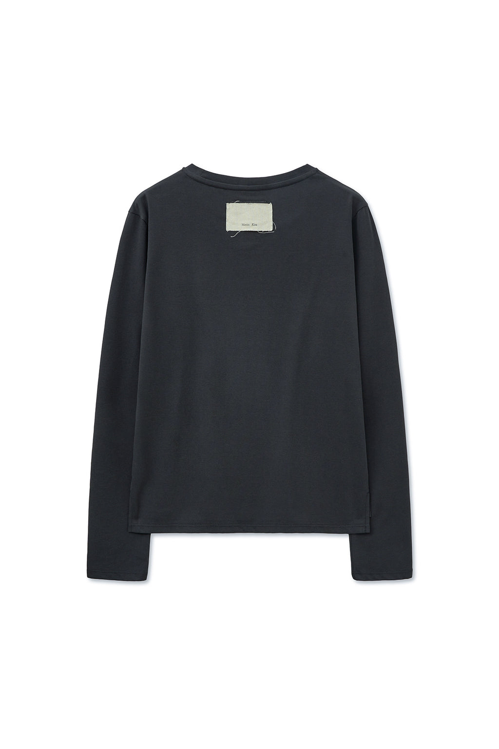 [matinkim] LETTERING GRAPHIC LONG SLEEVE TOP FOR WOMEN IN CHARCOAL