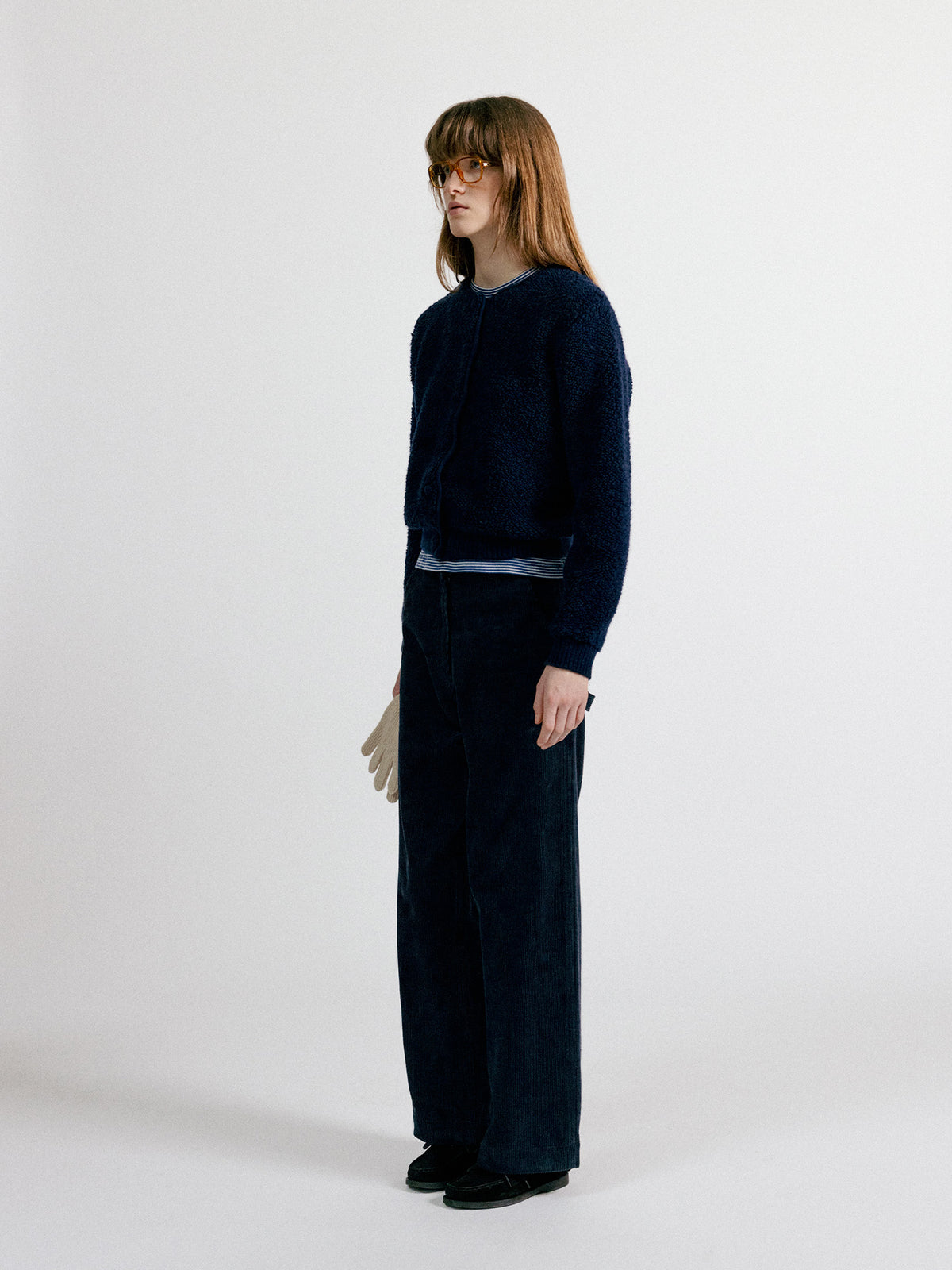 Nothing Written Lett boucle cardigan (Navy)