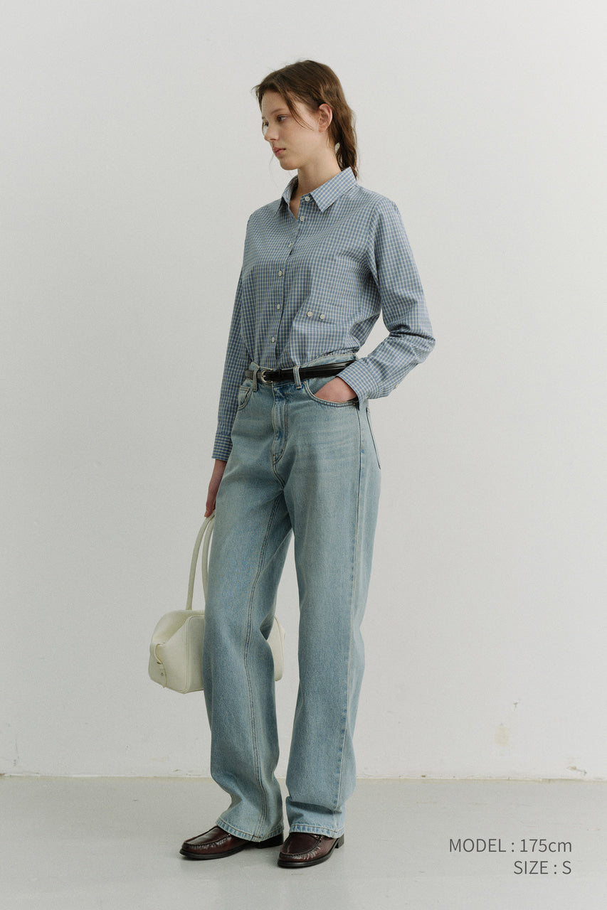 Dunst 2-Way Essential Checked Shirt Blue Check