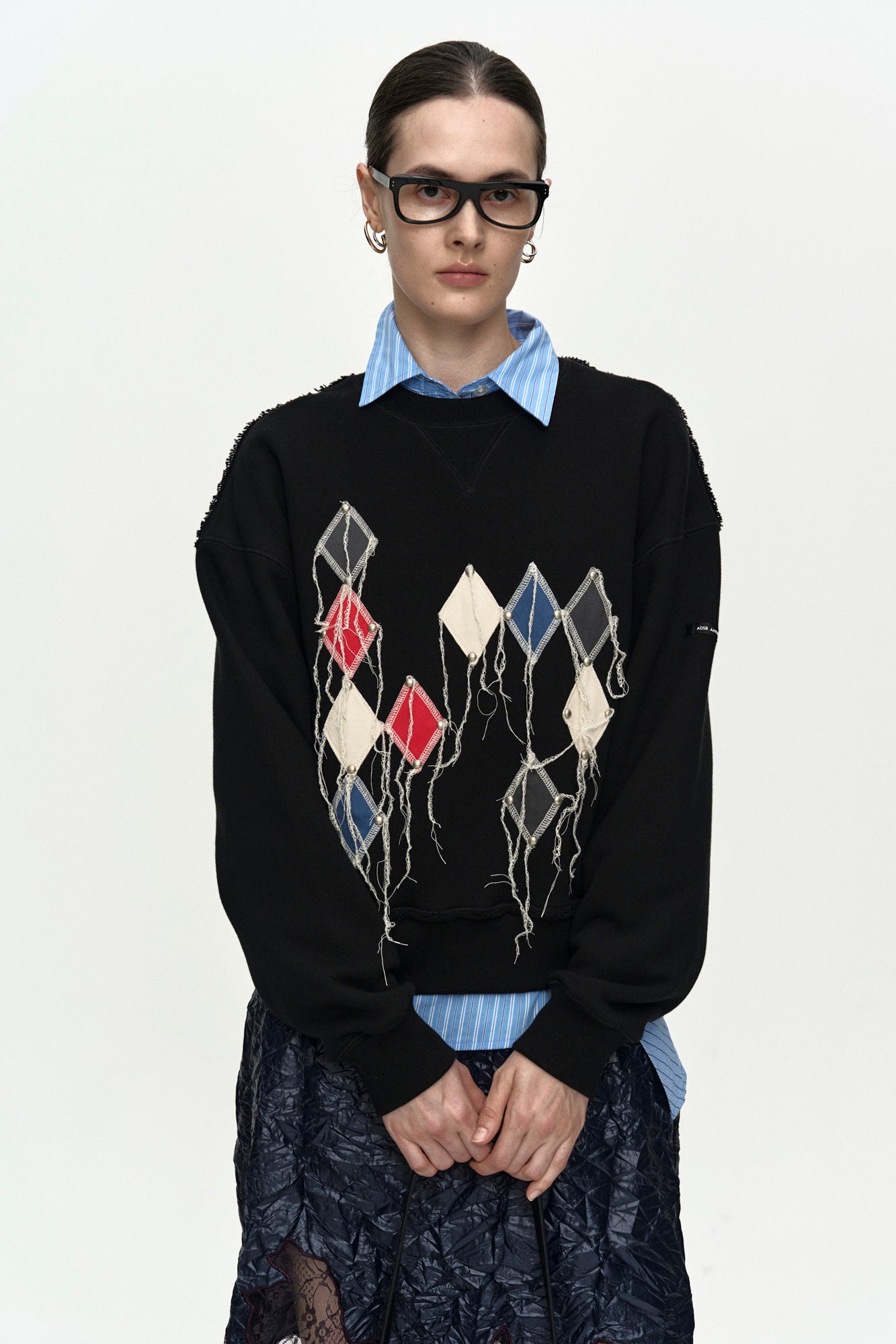 Andersson Bell (Essential) Studded Argyle Patchwork Sweatshirt