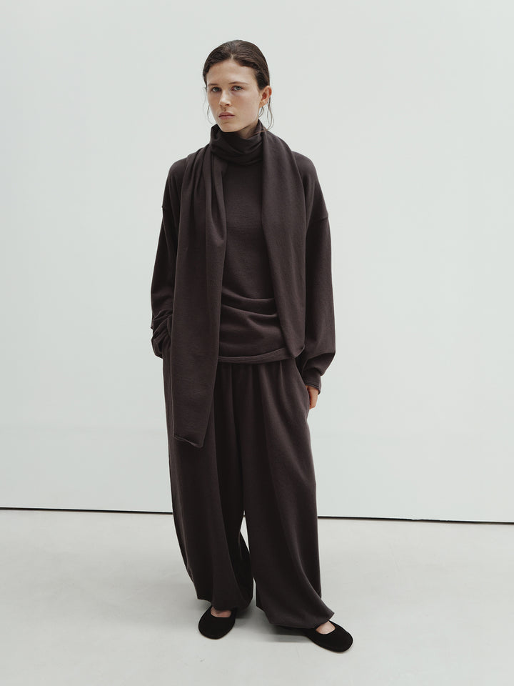 Moia button shape knit (smoke brown)