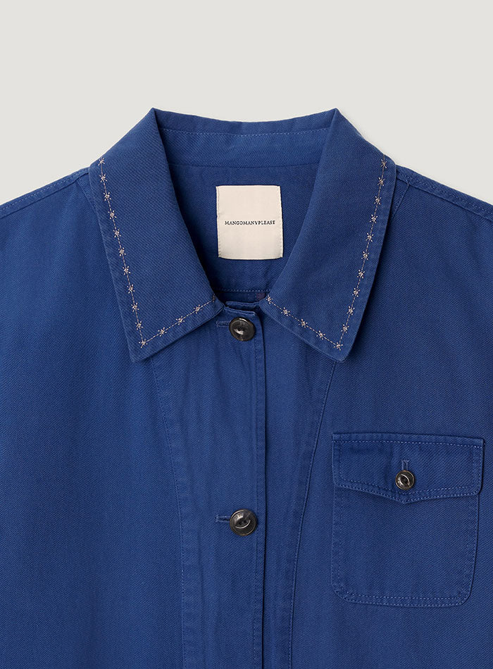 Mango Maniplease Peanut Washed Jacket Cobalt Blue