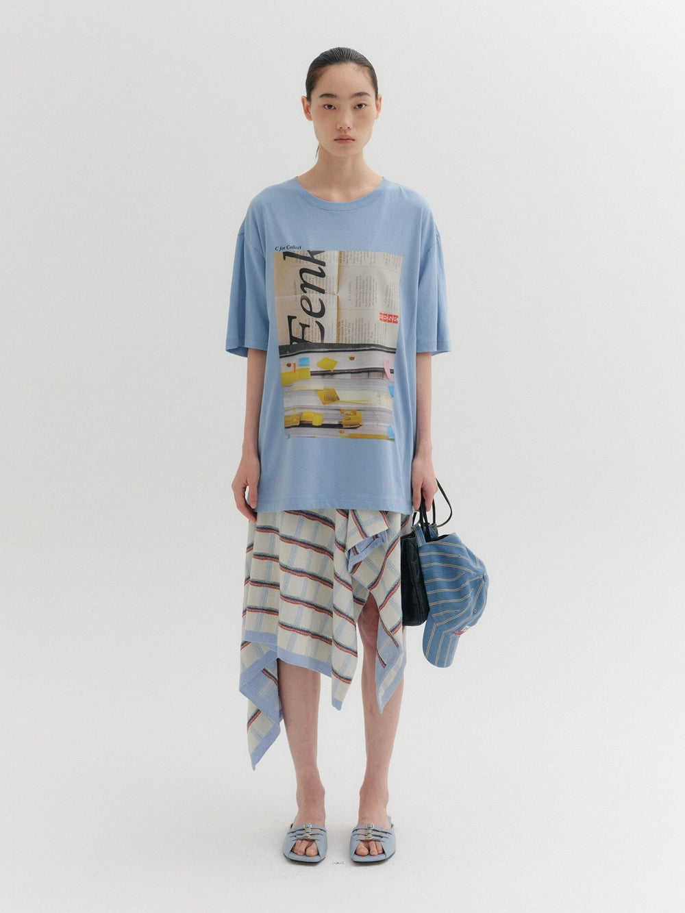 EENK Asymmetrical Knit Flared Skirt - Ivory