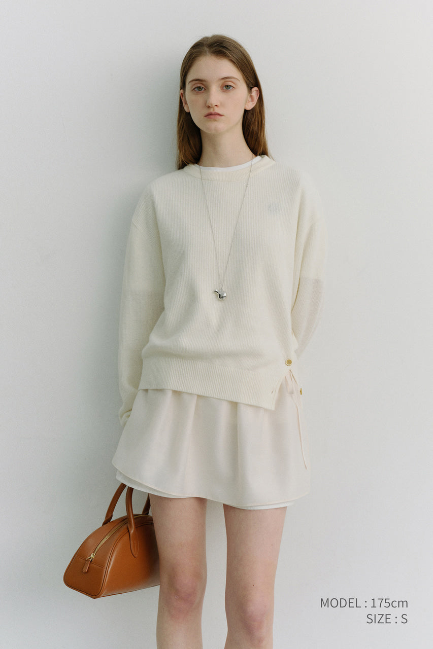 Dunst Unisex Buttoned Crewneck Sweater Ivory