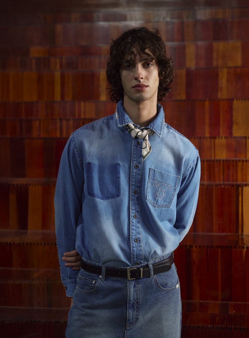 Satur Washed Denim Shirt - Blue