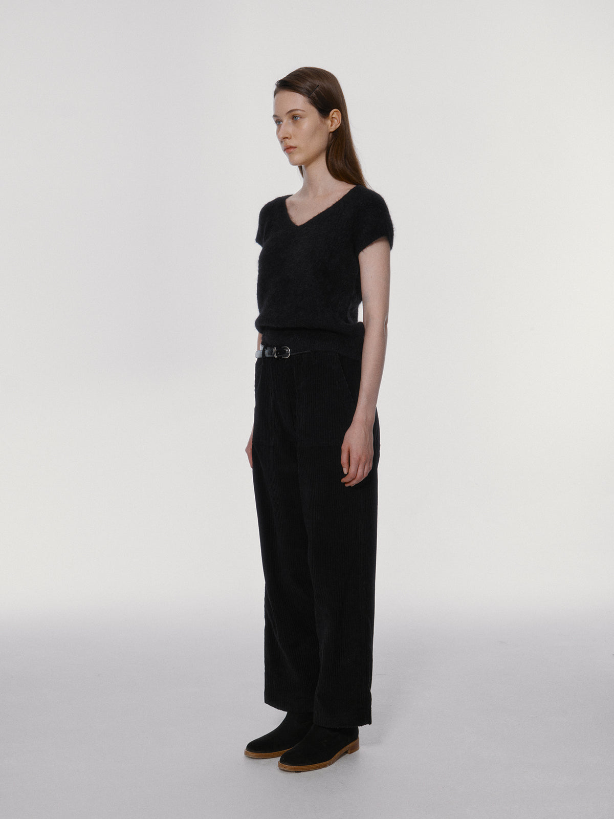 Nothing Written Sienna v-neck short sleeve knit (Black)