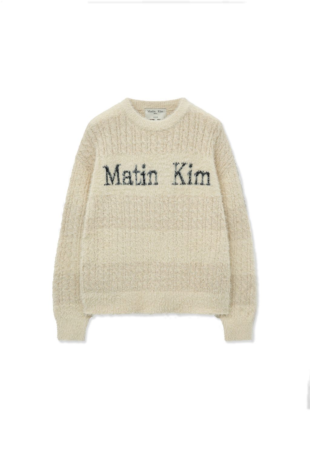 [matinkim] HAIRY CABLE KNIT PULLOVER IN LIGHT BEIGE