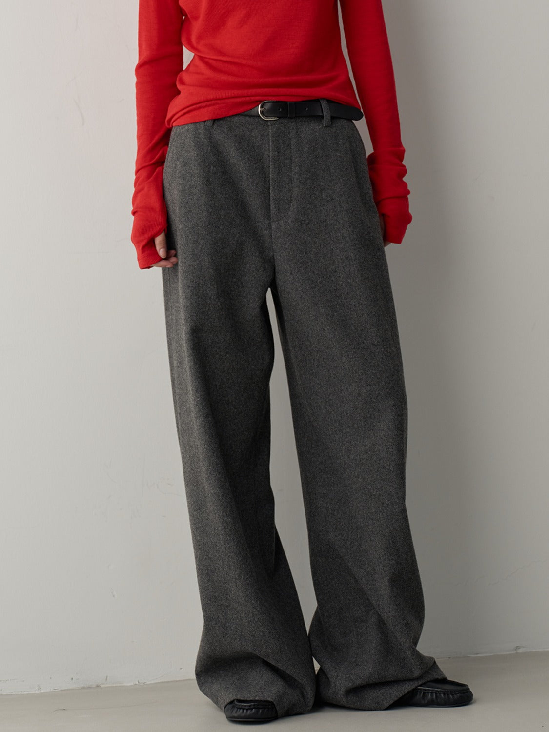 Facade Pattern Relaxed Wool Pants charcoal
